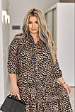 Літнє повсякденне каскадне леопардове плаття великих розмірів зі штапелю (р.48-58). Арт-1476/25, фото 3