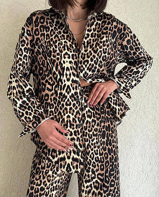 Костюм жіночий сорочка+штани, софт S-M, L-XL Сін1047-726/1, фото 4