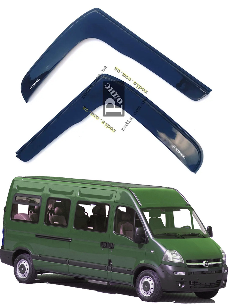 Дефлектори вікон "AV-Tuning" OPEL Movano А 1998-2010 Г-подібний (на скотчі) — Вітровики Опель Мовеано А, фото 1