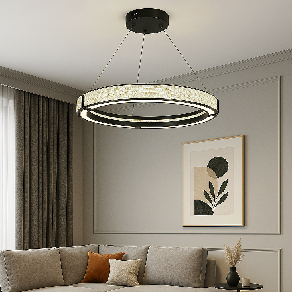 Підвісна Led-люстра у формі кільця 60 см у чорному кольорі MB240118/60BK, фото 1