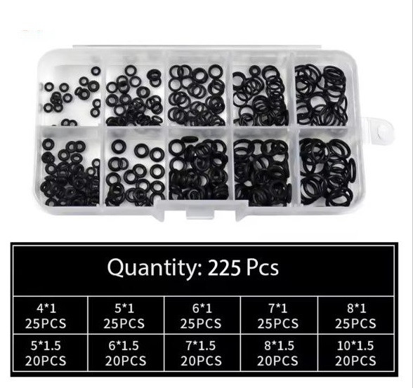 Набір гумових ущільнювальних кілець 225 шт (діаметр від 4 мм до 10 мм), фото 1