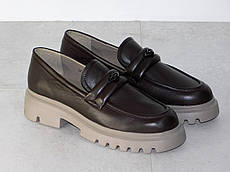 Лофери жіночі на високій підошві з натуральної шкіри коричневі 37р