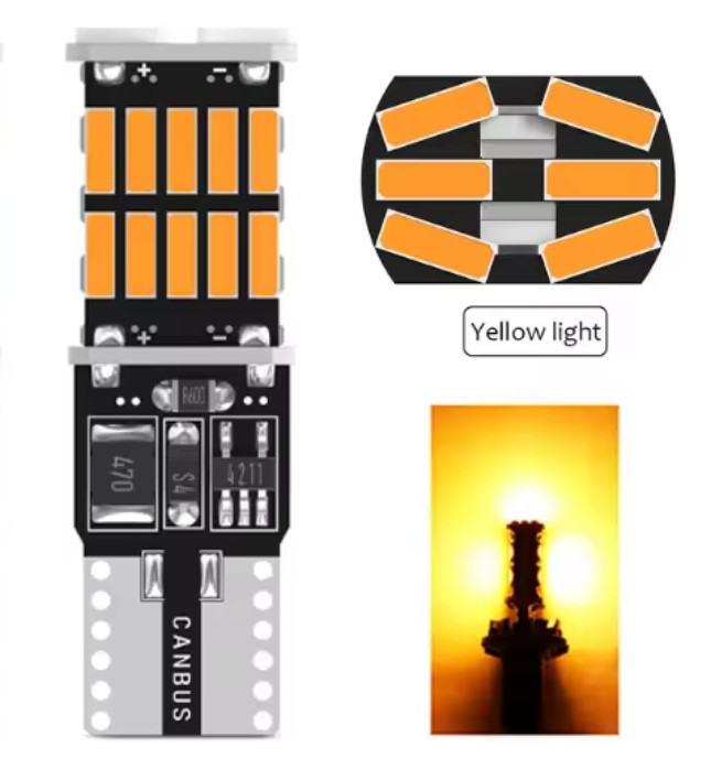 Світлодіодна лампа LED T10/W5W 4014 26 SMD CANBUS жовтий
