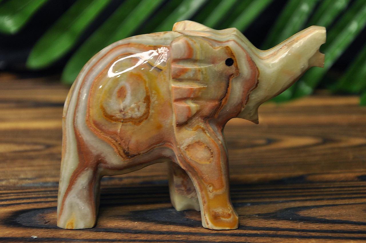 Слон з натурального каменю онікс, 10.5 х 8 х 4 см  (колір, як на фото), фото 1