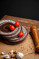 Набір тарілок 185 мм із червоної глини з ангобом 6 шт