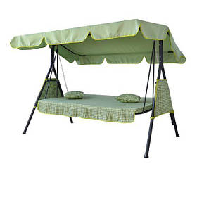 Садова гойдалка Дача Vitan 2005х1600х1440 мм тримісна зелена в клітину