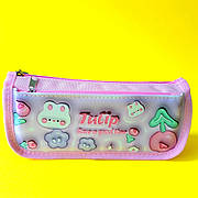 Пенал косметичка рожевий 20*9*6 см, 2 відділення