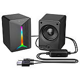 Колонки комп'ютерні Meetion SP2011 AUX, USB, RGB, чорні, фото 4