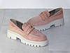 Лофери жіночі на високій підошві з натуральної замші пудрові 37р, фото 4