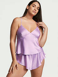 Сатинова піжама Victoria's Secret Satin Open-Back Cami & Shorts Set Майка з шортами, Бузкова