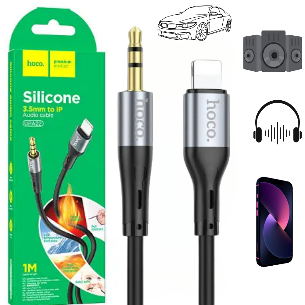 Аукс кабель для айфона Lightning mini-jack 3.5 aux шнур у машину для iphone Apple аудіокабель Hoco