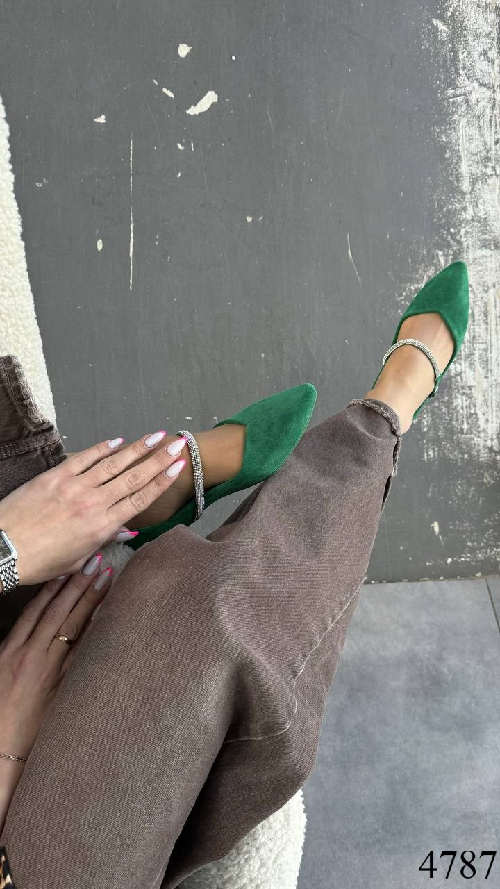 Балетки жіночі, зелені, фото 1
