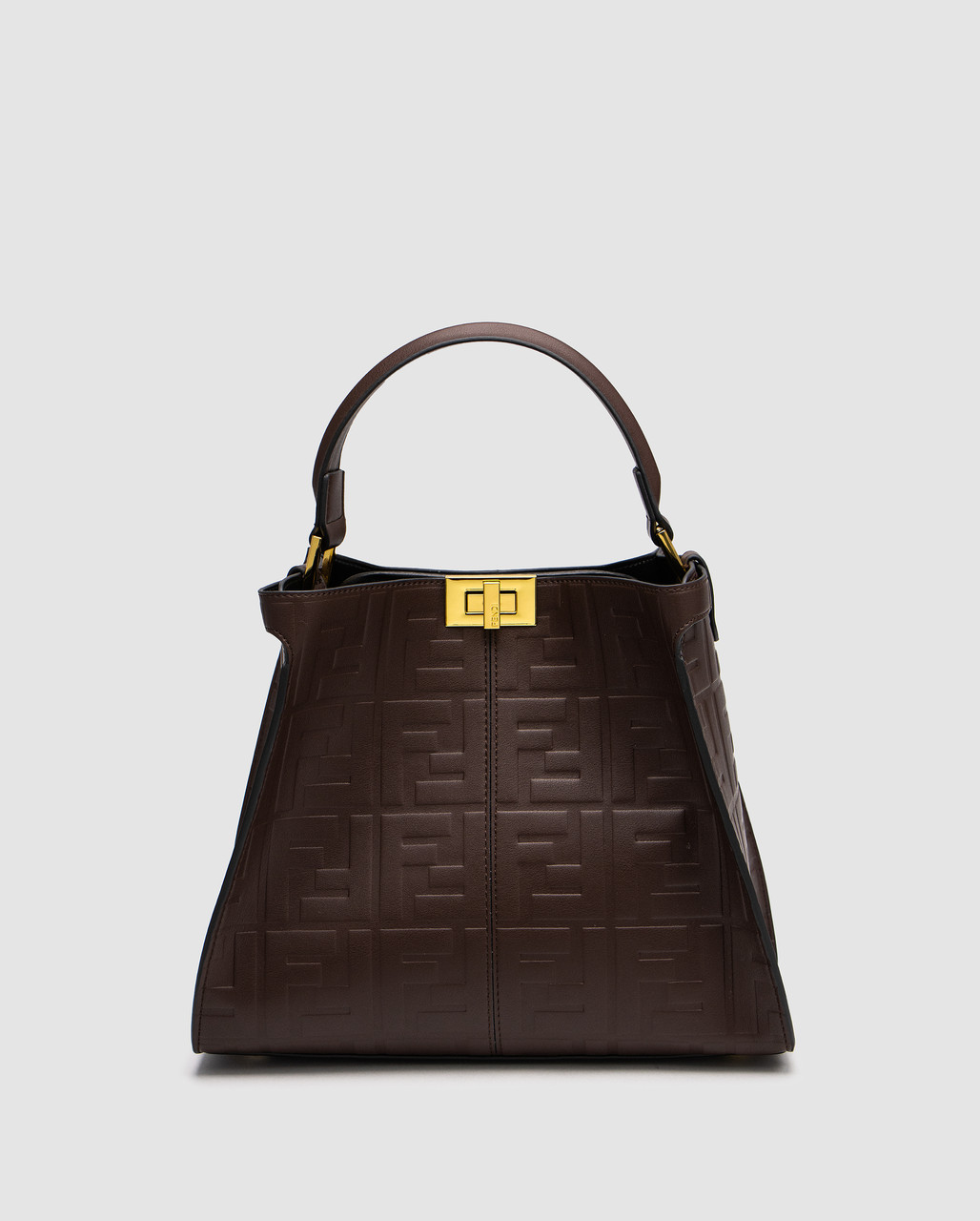 💎 Fendi Brown Leather Large Iconic Essentially Peekaboo Top Handle 30 х 25 х 10 см, фото 1