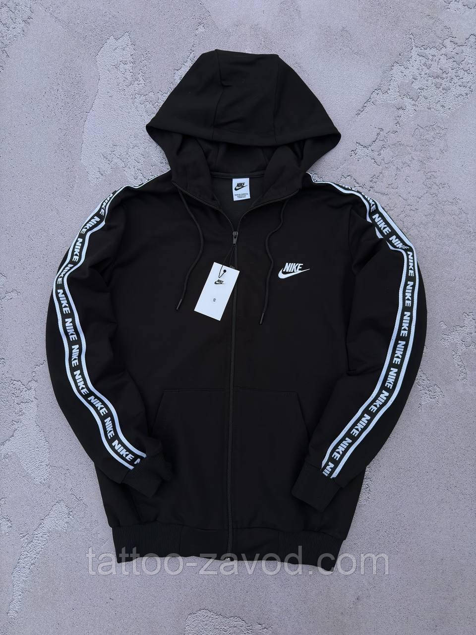 Худі на блискавці з капюшоном двонитка чорна S, M, L, XL, XXL