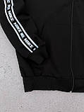 Худі на блискавці з капюшоном двонитка чорна S, M, L, XL, XXL, фото 6