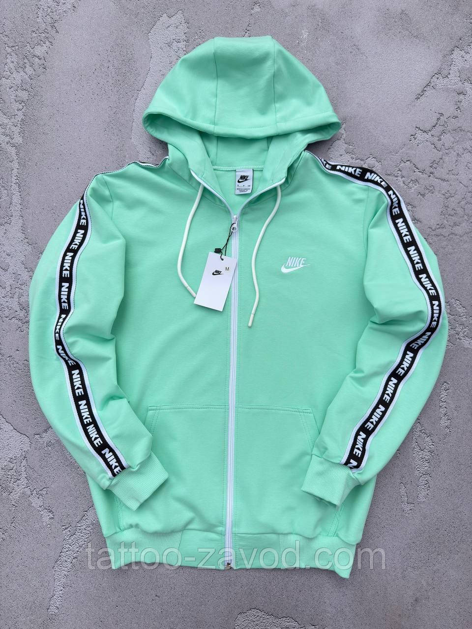 Толстовка чоловіча на блискавці з капюшоном двонитка м'ята S, M, L, XL, XXL