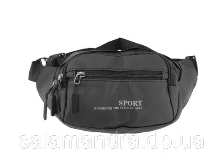 Сумка-бананка чорна, два відділення Sport, фото 1