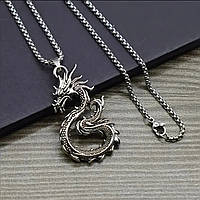 Креативний кулон у формі дракона — стильний аксесуар з унікальним
скандинавським дизайном сріблястий 4.5 см