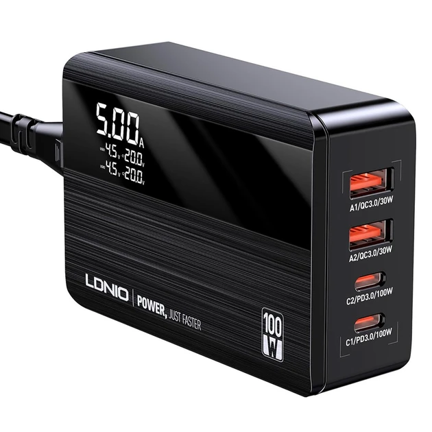 Швидкий зарядний пристрій USB C LDNIO 100 Вт GaN USB C