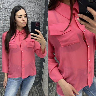 Рожева шифонова  сорочка,РОЗМІР ТІЛЬКИ 44