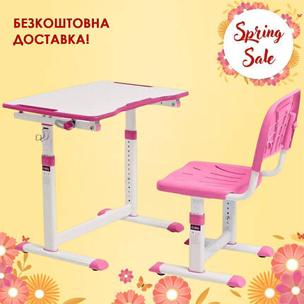 Дитяча парта зі стільчиком стільцем для дівчинки Cubby Olea Pink рожевий для занять дітям від 3 років, фото 1