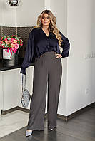 Класичні жіночі штани з високою посадкою з костюмної тканини від 42 до 56