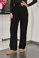 Жіночі штани з високою посадкою із широким поясом чорного кольору.