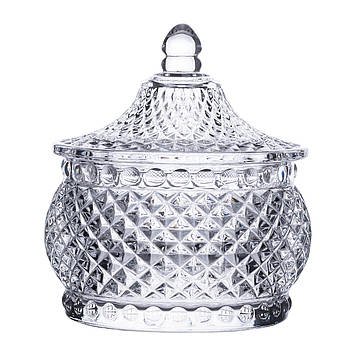 Цукерниця скляна з кришкою Ø 8 см кругла HP-YH-4