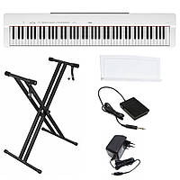 Цифрове піаніно Yamaha P-225 (White) (стійка, педаль, пюпітр та блок живлення)