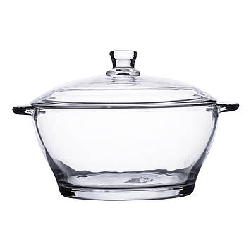 Супниця з кришкою Ø 15.5 см каструля бульйонниця скляна 1 л HP-YH-15