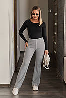 Брюки трикотажні рубчик з легким утепленням сірого кольору від 42 по 56 розміру