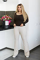 Брюки трикотажні рубчик з легким утепленням сірого кольору від 42 по 56 розміру