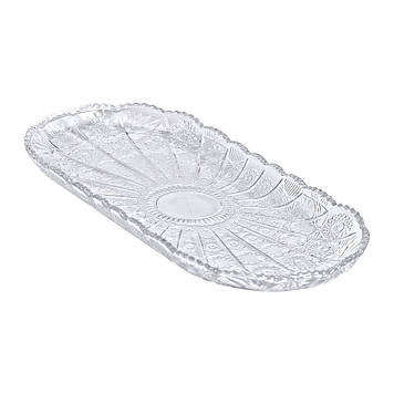 Сервірувальне блюдо для подачі закусок 33.5х15х2 см скляне овальне HP-YH-25
