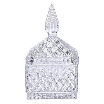 Цукерниця скляна з кришкою 8.5х8.5х15 см квадратна HP-YH-27