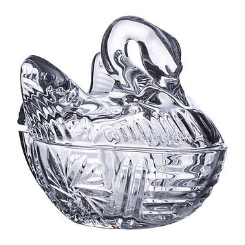 Цукерниця скляна з фігурною кришкою 14х9х11 см ваза цукерниця HP-YH-40