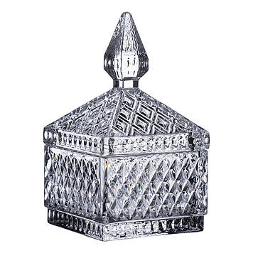 Цукерниця скляна з кришкою 8.5х8.5х15 см квадратна HP-YH-41