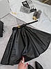 Жіноча стильна чорна спідниця-сонце із якісної еко-шкіри із завищеною посадкою, фото 7