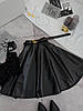 Жіноча стильна чорна спідниця-сонце із якісної еко-шкіри із завищеною посадкою, фото 8