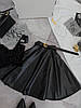 Жіноча стильна чорна спідниця-сонце із якісної еко-шкіри із завищеною посадкою, фото 9