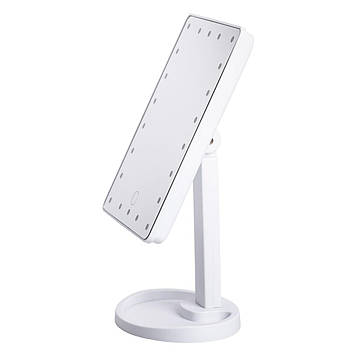 Настільне дзеркало з підсвічуванням 22 LED для макіяжу 21х16 см прямокутне на ніжці USB Біле HP-10-4AW