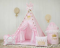 Вигвам Принцесса с корзиной для игрушек полный комплект детского вигвама для девочки, игровой домик.