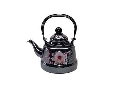 Чайник для плити 2,5л зі свістком емальований Квіти чорний EB-3356 ТМ EDENBERG FG
