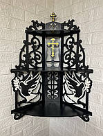 Іконостас на 3 полички, поличка під ікони (кутовий, темний)