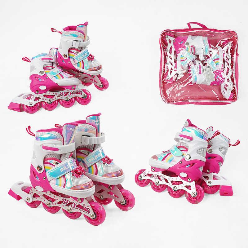 Ролики 75504-S розмір 29-33 колір РОЖЕВИЙ, устілка 18-20 см, колеса PU, d коліс – 6 см, підсвічування коліс