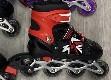 Ролики 21895-S /розмір 29-33/ колір – ЧЕРВОНИЙ колеса PVC, устілка 16-19 см, ПЕРЕДНЄ КОЛЕСО СВІТЛО, d – 6.5 см