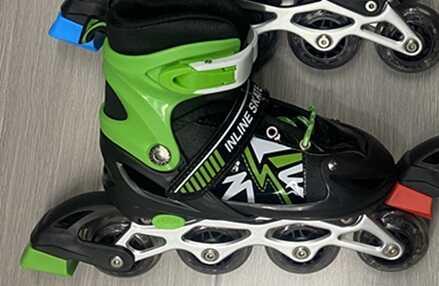 Ролики 24173S /розмір 29-33/ колір – ЗЕЛЕНИЙ колеса PVC, устілка 16-19 см, ПЕРЕДНЄ КОЛЕСО СВІТЛО, d – 6.5 см