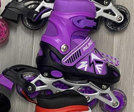 Ролики 31640-М /розмір 34-38/ колір – ФІОЛЕТОВИЙ колеса PVC, устілка 21-24 см, ПЕРЕДНЄ КОЛЕСО СВІТЛО, d – 6.5 см