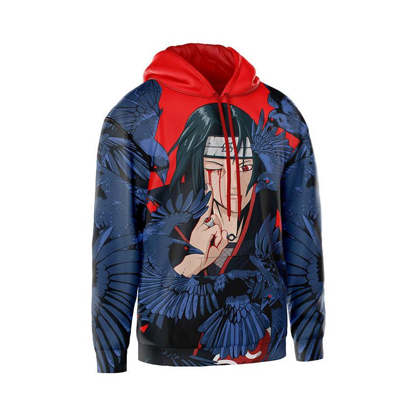 Худі чоловіче з принтом «Учіха Ітачі з воронами. Наруто. Itachi Uchiha. Naruto»