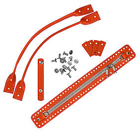 Комплект із натуральної шкіри для сумки Такса, колір Помаранчевий флотар