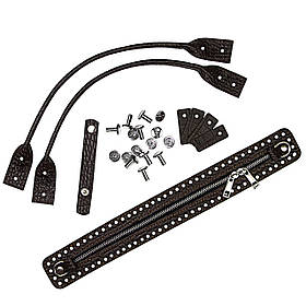 Комплект із натуральної шкіри для сумки Такса, колір Шоколадна рептилія